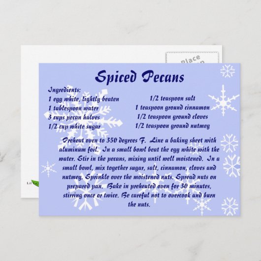 Afgezochte Pecans Recipe Post Card Briefkaart (Voorkant / Achterkant)