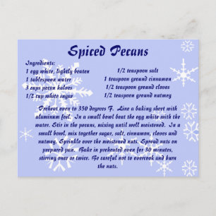 Afgezochte Pecans Recipe Post Card Briefkaart