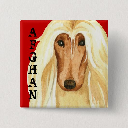 Afghaans kleurenblok vierkante button 5,1 cm (Voorkant)