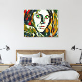 Afghaans meisje met groene ogen Abstracte olie Canvas Afdruk (Insitu (Slaapkamer))
