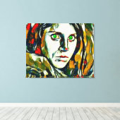 Afghaans meisje met groene ogen Abstracte olie Canvas Afdruk (Insitu (Houten vloer))