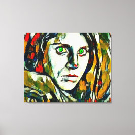Afghaans meisje met groene ogen Abstracte olie Canvas Afdruk