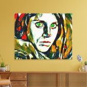 Afghaans meisje met groene ogen Abstracte olie Canvas Afdruk (Insitu (Woonkamer))