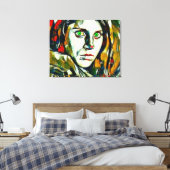 Afghaans meisje met groene ogen Abstracte olie Canvas Afdruk (Insitu (Slaapkamer))