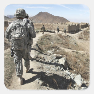 Afghaans nationaal leger en Amerikaanse soldaten Vierkante Sticker