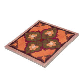 Afghaans patroon in koraal, magenta en olijfgroen tegeltje (Zijkant)