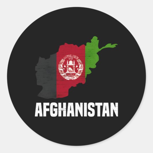Afghaans vlaggenlandkaart schetst Afghanistan Ronde Sticker (Voorkant)