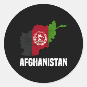 Afghaans vlaggenlandkaart schetst Afghanistan Ronde Sticker