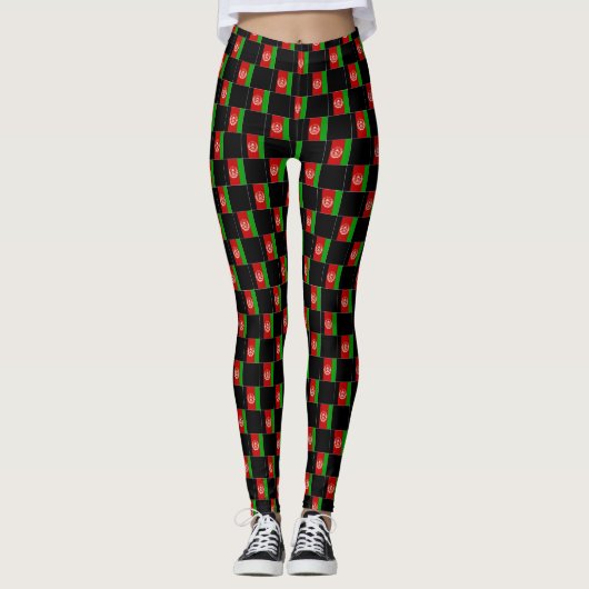 Afghaans vlagpatroon geruit leggings (Voorkant)