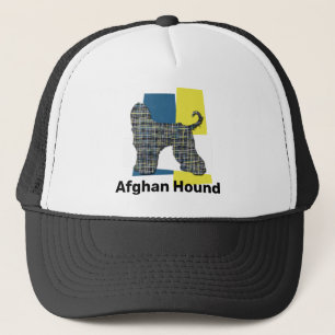 Afghaans windhond silhouette tricolor Grid Custom Trucker Pet