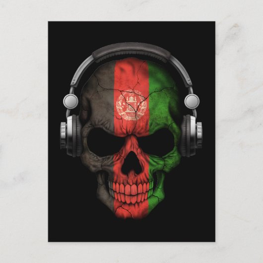 Afghaanse dj-schedel met hoofdtelefoon Briefkaart (Voorkant)