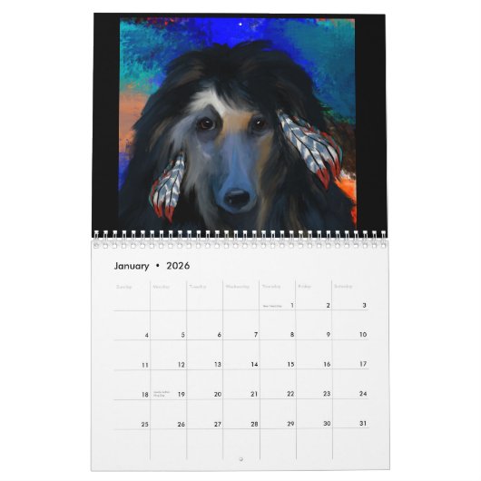Afghaanse hond 2025 kalender (Jan 2026)