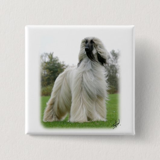 Afghaanse hond 9Y247D-025 Vierkante Button 5,1 Cm (Voorkant)