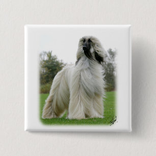 Afghaanse hond 9Y247D-025 Vierkante Button 5,1 Cm