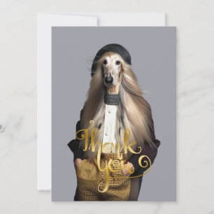 Afghaanse hond blond haar in broek Dank je Bedankkaart