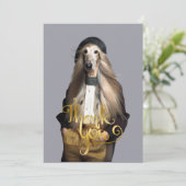 Afghaanse hond blond haar in broek Dank je Bedankkaart (Staand voorkant)