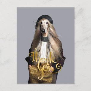 Afghaanse hond blond haar in broek Dank Je Briefkaart