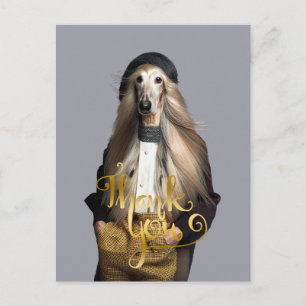 Afghaanse hond blond haar in broek Dank je Briefkaart