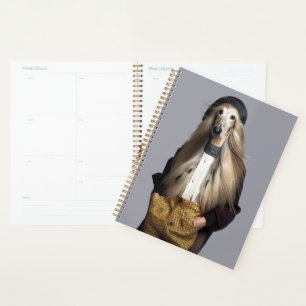 Afghaanse hond blond haar in broek planner