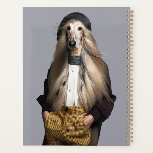 Afghaanse hond blond haar in broek planner (Achterkant)