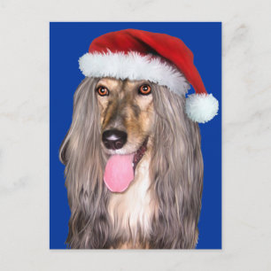Afghaanse Hond de Kerstman Feestdagenkaart
