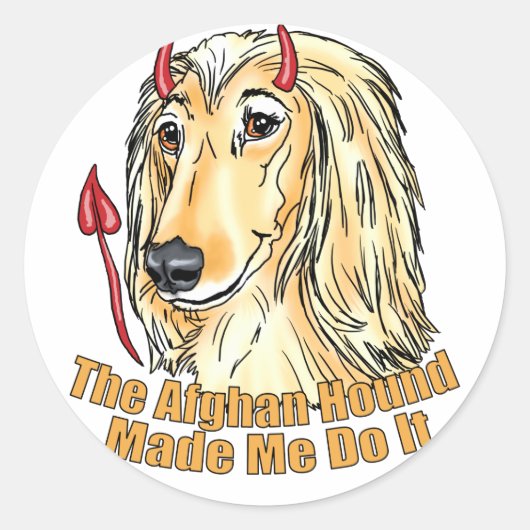 Afghaanse hond deed het me ronde sticker (Voorkant)