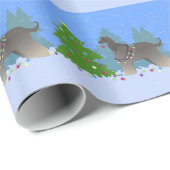Afghaanse hond die kerstboombossen versiert cadeaupapier (Rol Hoek)