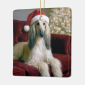Afghaanse hond draagt een Sinterklaas Pet Keramisch Ornament (Links)