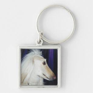 Afghaanse hond draagt Tiara Sleutelhanger