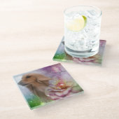 Afghaanse hond en bloemen glazen onderzetter (Schuin)