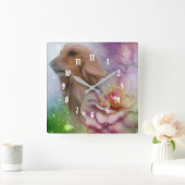 Afghaanse hond Fantasy Flowers Dog Art Vierkante Klok (Huis)
