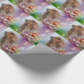 Afghaanse hond Fantasy Flowers Dog Cadeaupapier (Hoek)