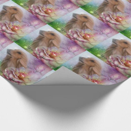 Afghaanse hond Fantasy Flowers Dog Cadeaupapier (Hoek)
