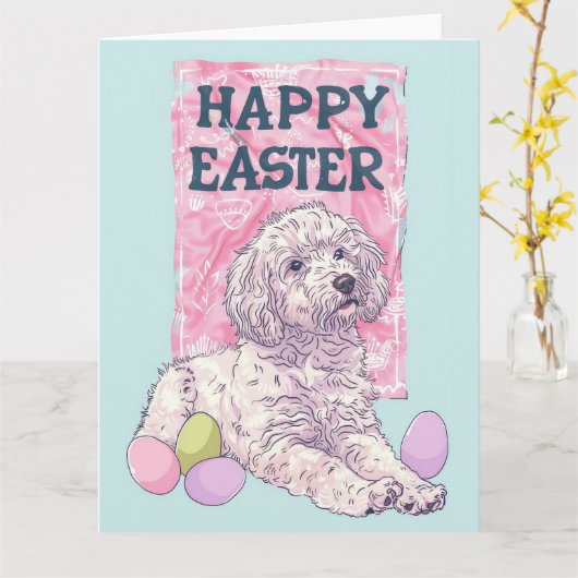 Afghaanse Hond Gelukkig Pasen Kaart (Gele Bloem)