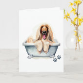 Afghaanse hond gevouwen groet kaart (Gele Bloem)