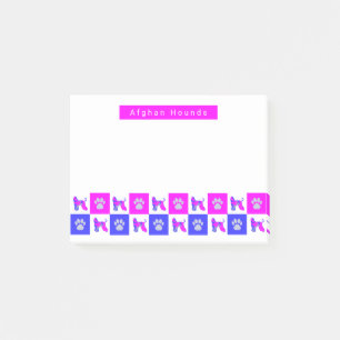 Afghaanse hond hond en paw hot roze & blauw post-it® notes