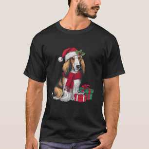 Afghaanse Hond Hond Kerstoutfits Santa Hat Dog X T-shirt