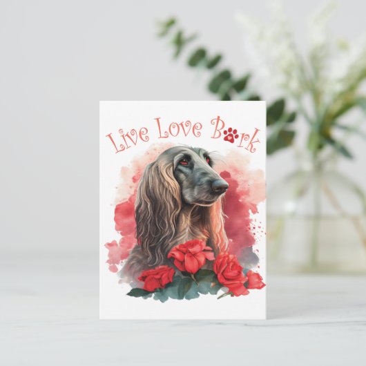 Afghaanse hond Hond Mom Floral Briefkaart (Staand voorkant)