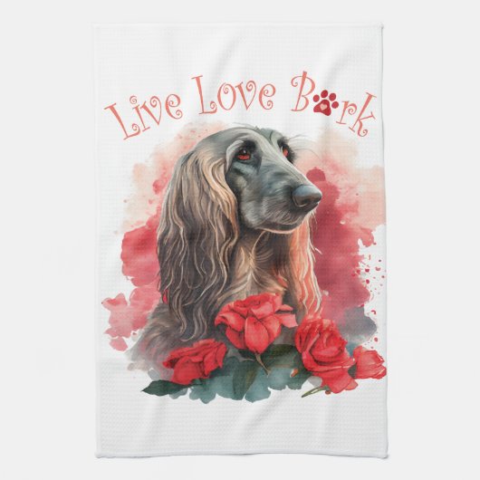Afghaanse hond Hond Mom Floral Theedoek (Verticaal)