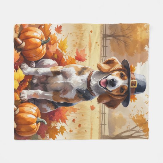 Afghaanse hond in de herfst verlaat Thanksgiving k Fleece Deken (Voorkant (Horizontaal))