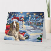 Afghaanse hond in Sleigh Snow Kerstmis Kaart (Voorkant)