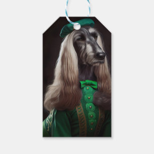 afghaanse hond in St. Patrick's Day Dress Cadeaulabel
