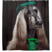 afghaanse hond in St. Patrick's Day Dress Douchegordijn (Voorkant)