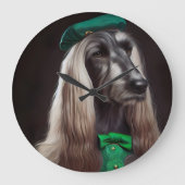 afghaanse hond in St. Patrick's Day Dress Grote Klok (Voorkant)