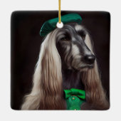 afghaanse hond in St. Patrick's Day Dress Keramisch Ornament (Achterkant)
