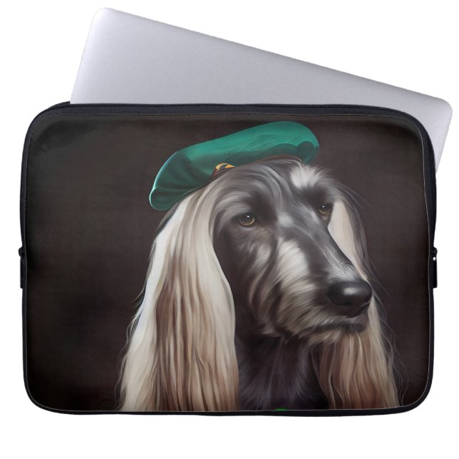 afghaanse hond in St. Patrick's Day Dress Laptop Sleeve (Voorkant)