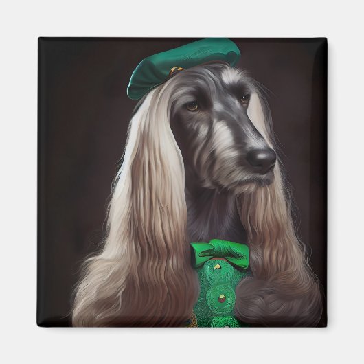 afghaanse hond in St. Patrick's Day Dress Magneet (Voorkant)
