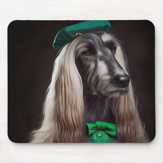 afghaanse hond in St. Patrick's Day Dress Muismat (Voorkant)