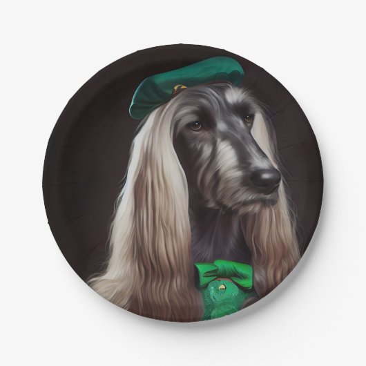 afghaanse hond in St. Patrick's Day Dress Papieren Bordje (Voorkant)