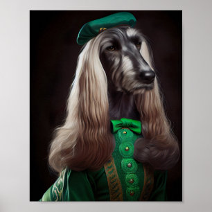 afghaanse hond in St. Patrick's Day Dress Poster
